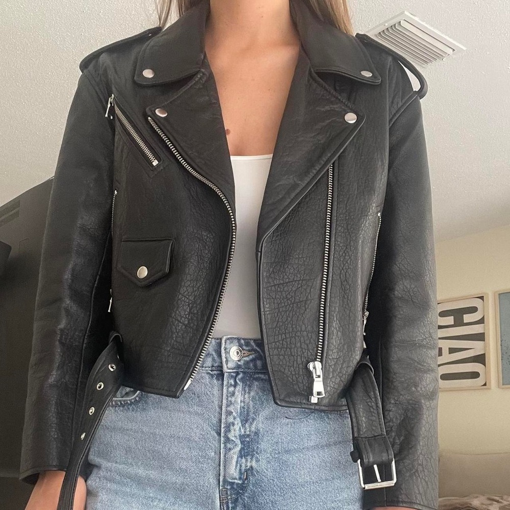 ASOS design faux Leather belted biker Jacket